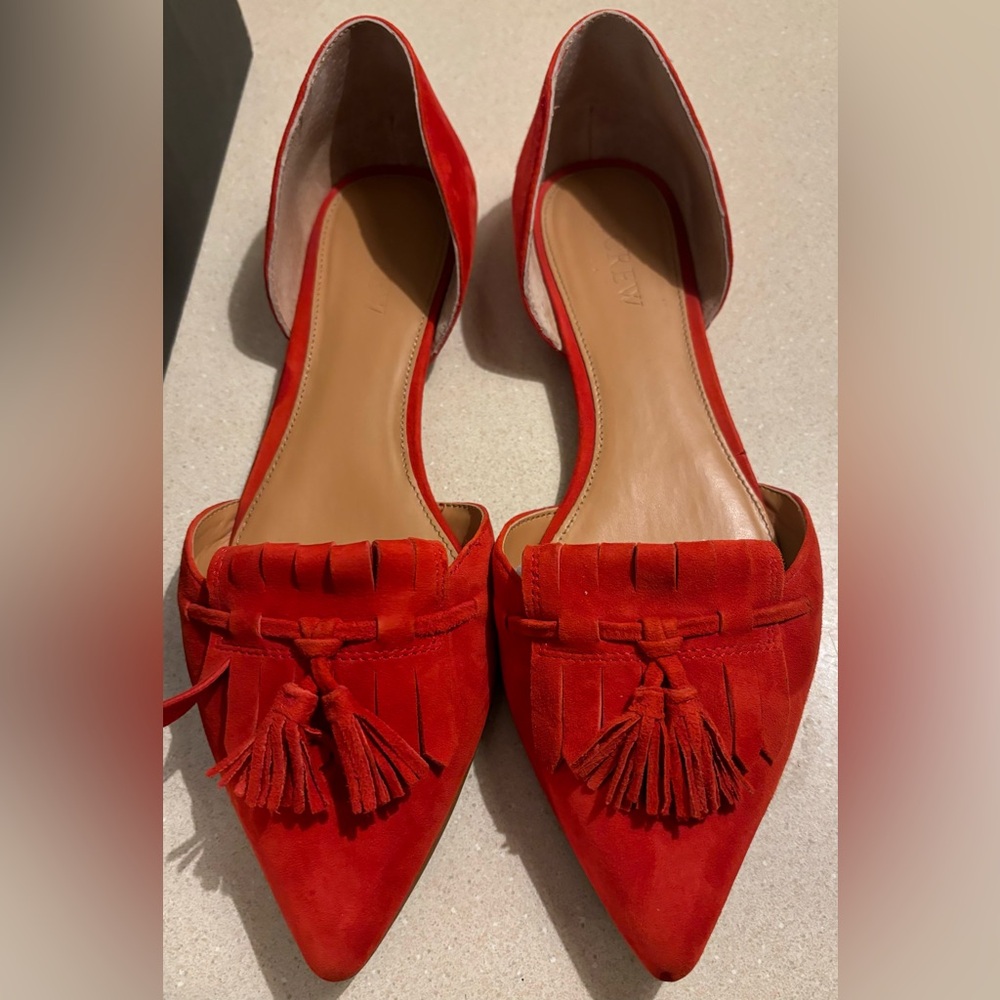 RED JCREW D’ORSAY FLATS